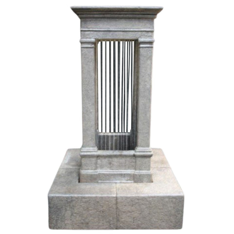 Fiore Stone Old World Curtain Rain Outdoor Water Fountain Tall With Plain White Background