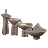 Fiore Stone Otter Tiered Cast Stone Outdoor Fountain With Plain White Background