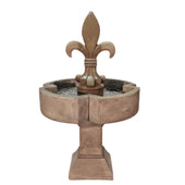 Fiore Stone Piazza Fleur De Lis Fountain With Plain White Background