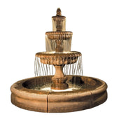 Fiore Stone Pioggia Large Outdoor Fountain with Fiore Pond With Plain White background