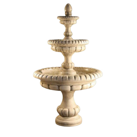 Fiore Stone Pioggia Tiered Outdoor Fountain - Large With Plain White Background