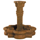 Fiore Stone Plinth Column Garden Fountain in Quatrefoil Basin - Small With Plain White Background