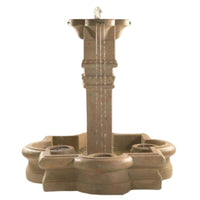 Thumbnail for Fiore Stone Plinth Column Outdoor Water Fountain in Quatrefoil Basin With Plain White Background