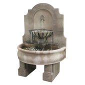 Fiore Stone Provincial Cast Stone Wall Outdoor Fountain With Pedestals With Plain White Background