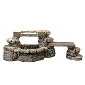 Fiore Stone Rainbow Falls Outdoor Water Fountain With Bench With Plain White Background