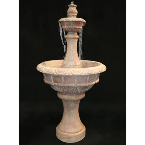 Fiore Stone Roma Tiered Cast Stone Garden Fountain - Medium With Black Background