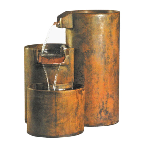 Fiore Stone Round Cascade Fountain With Plain White Background