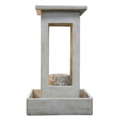 Fiore Stone Smooth Center Rain Fountain with Column and Square Basin With Plain White Background
