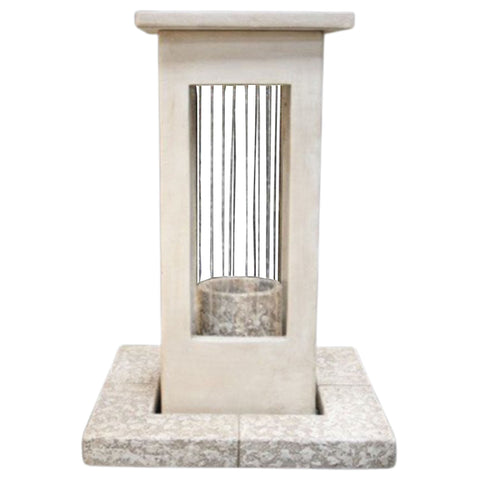 Fiore Stone Smooth Curtain Rain Outdoor Fountain - Short with Column With White Background