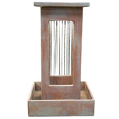 Fiore Stone Smooth Curtain Rain Outdoor Fountain With Square Basin With Plain White Background