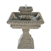 Fiore Stone Square Antiqua Garden Fountain With Plain White Background