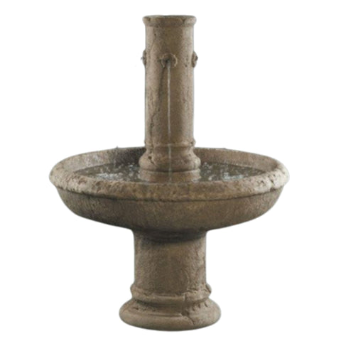 Fiore Stone St. Michael Cast Stone Outdoor Fountain With Plain White Background