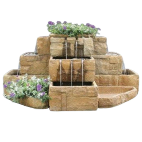 Fiore Stone Stone Courtyard Cascade Outdoor Fountain With Plain White Background