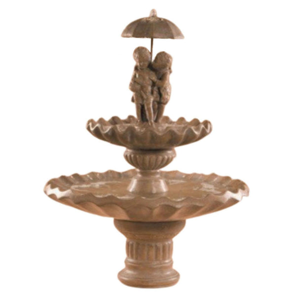 Fiore Stone Sweetheart 2-Tier Garden Water Fountain With Plain White Background