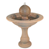 Fiore Stone Tall Garden Sphere Cast Stone Fountain With Plain White Background