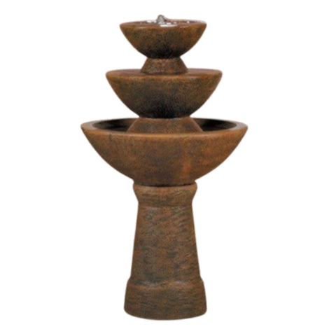 Fiore Stone Three Tier Color Bowl Garden Fountain - Tall With Plain White Background
