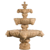 Fiore Stone Three Tiers Lion Outdoor Fountain - Extra Large With Plain White Background