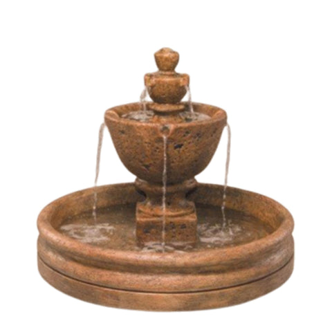 Fiore Stone Tuscany Tiered Outdoor Fountain With 46 Inch Basin With Plain White Background