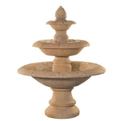 Fiore Stone Venetian 3-Tier Cast Stone Outdoor Fountain With Plain White Background