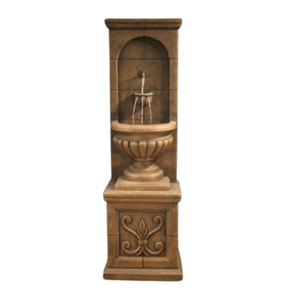 Fiore Stone Vestibule Wall Cast Stone Outdoor Fountain With Plain White Background