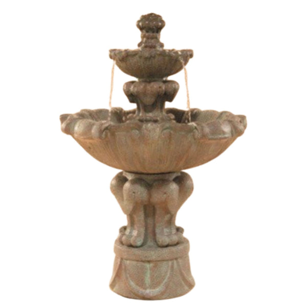 Fiore Stone Vesuvio Tiered Garden Fountain - Small With Plain White Background