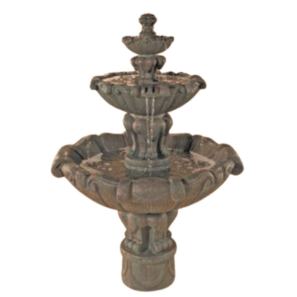 Fiore Stone Vesuvio Tiered Outdoor Water Fountain With Plain White Background