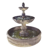 Fiore Stone Vicenza Tiered Outdoor Fountain with Basin With Plain White Background