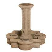 Fiore Stone Victorian Small Garden Fountain in Quatrefoil Basin With Plain White Background