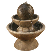 Fiore Stone Zen Tiered Garden Fountain - Short With White Plain Background