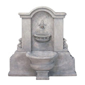 Flaminia Fleur De Lis Wall Outdoor Water Fountain With Plain White Background