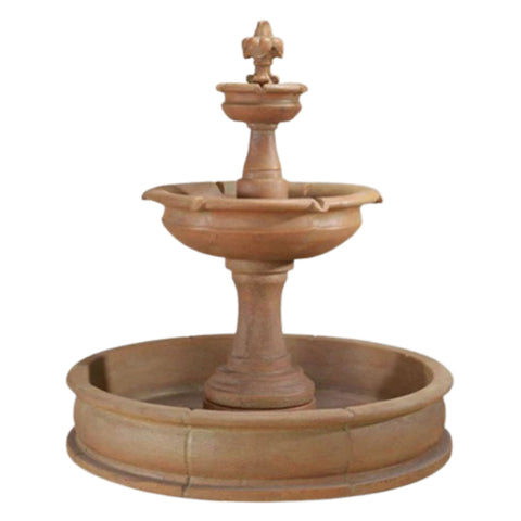 Fleur De Lis Pond Fountain With Fleur‑de‑lis Motif With Plain White Background