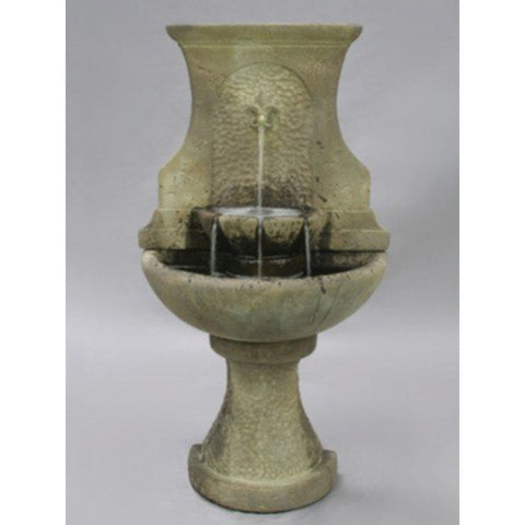 Floret Cast Stone Wall Outdoor Fountain With Gray Background