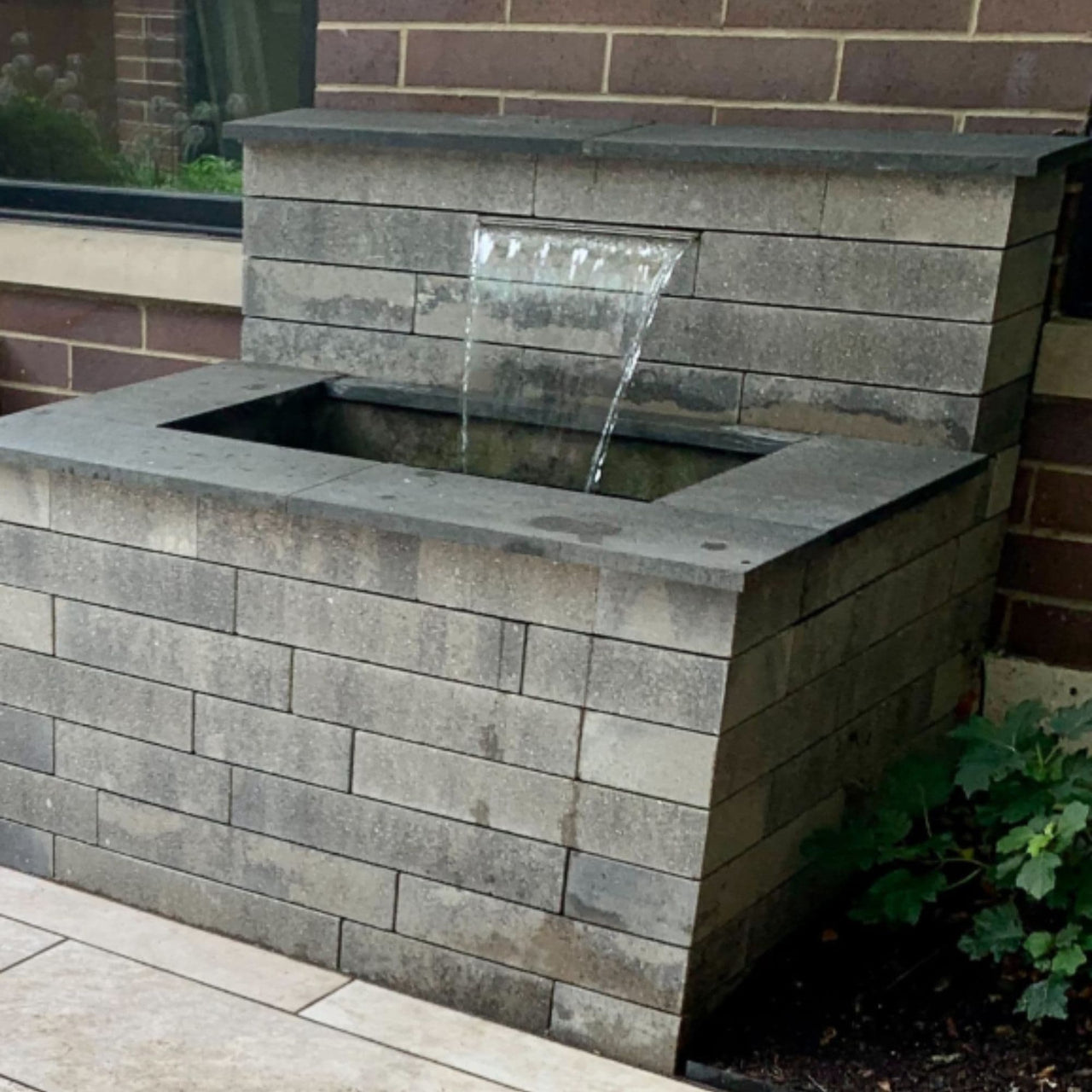 Formal Falls Wall Waterfall Kit By Blue Thumb With Stone Design And Glass Window Background Small Kit Without Lights