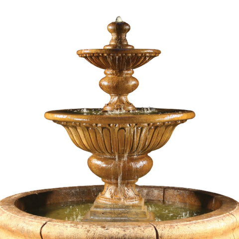 Formal Garden Fountain with Fiore Pond With Plain White Background