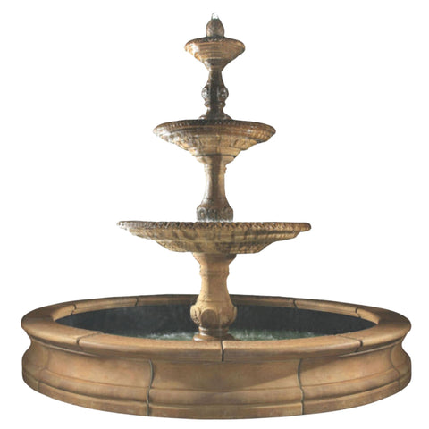 Four Seasons Triple Tier Grand Garden Fountain With Plain White Background