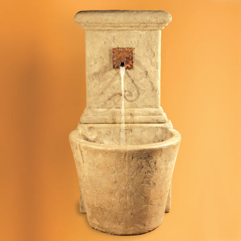 French Wall Fountain With Colored Background