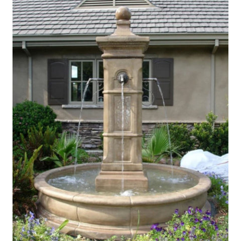 Giannini Aquitaine Pond Fountain For French Country Garden Pools With  Modern House And Plants In The Background