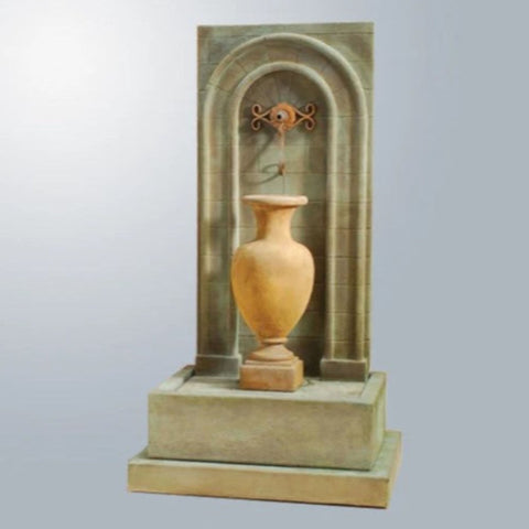 Giannini Garden Amphorae Ribbed Wall Fountain With Gray Gradient Background
