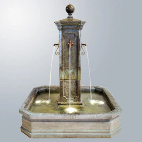 Giannini Garden Anduze Colonne Fountain For Spouts With Gray Gradient Background