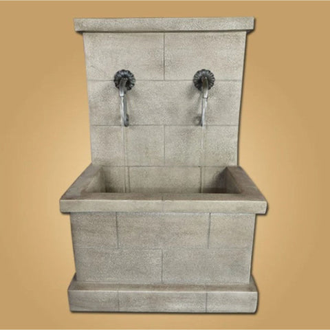 Giannini Garden Antibes Deux Wall Fountain for Rustic Spouts With Beige Color Background