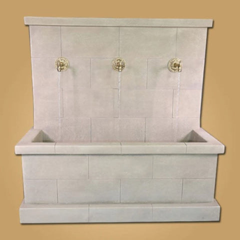 Giannini Garden Antibes Trois Wall Fountain for Bronze Spouts With Beige Color Background