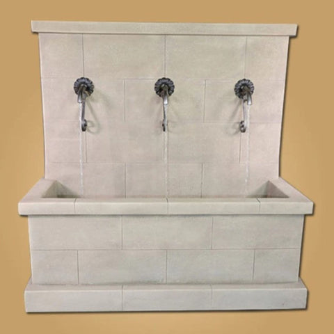 Giannini Garden Antibes Trois Wall Fountain for Rustic Spouts With Beige Color Background