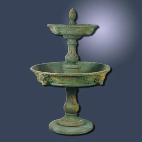 Giannini Garden Appia Antica Two Tier Lion Outdoor Water Fountain With Gradient Colored Background
