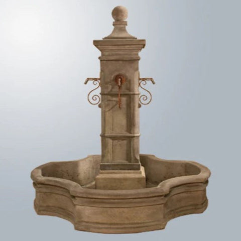 Giannini Garden Aquitaine Fountain With 70inch Monaco Pond With Gray Gradient Background