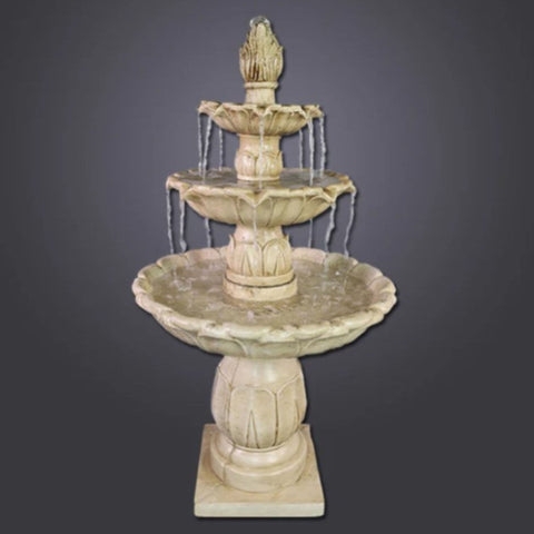 Giannini Garden Arcea Lotus Three Tier Fountain With Dark Gray Gradient Background