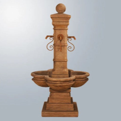 Giannini Garden Avignon Courtyard Fountain For Rustic Iron Spouts With Gray Gradient Background