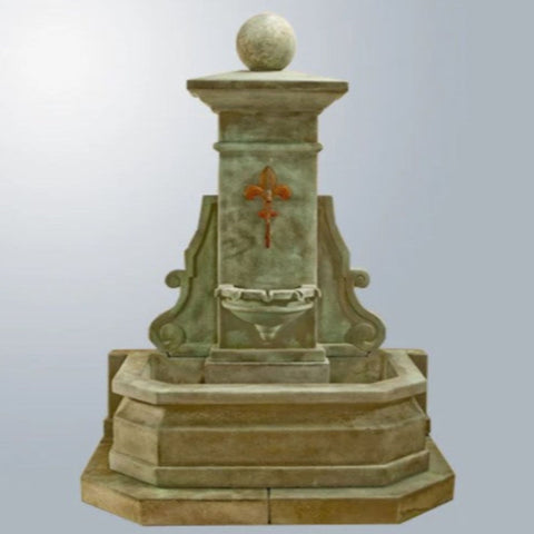 Giannini Garden Avignon Wall Fountain With Gray Gradient Background