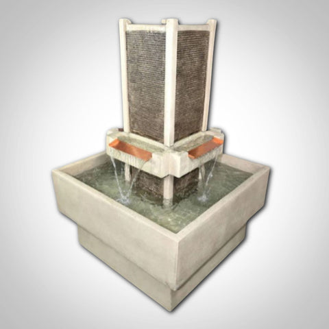 Giannini Garden Brentwood Tower Fountain With Gray Gradient Background 