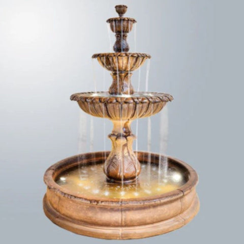 Giannini Garden Calanthia Three Tier Pond Fountain With Gray Gradient Background