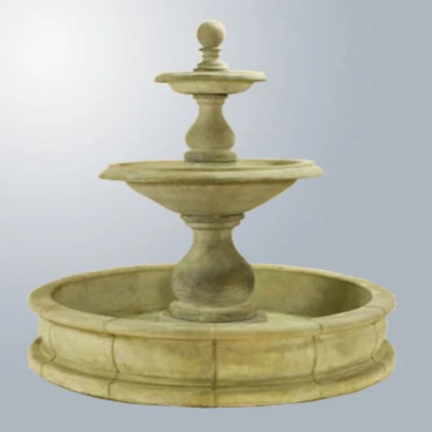 Giannini Garden Carrara Two Tier Fountain with 66inch Wide Pond With Gray Gradient Background